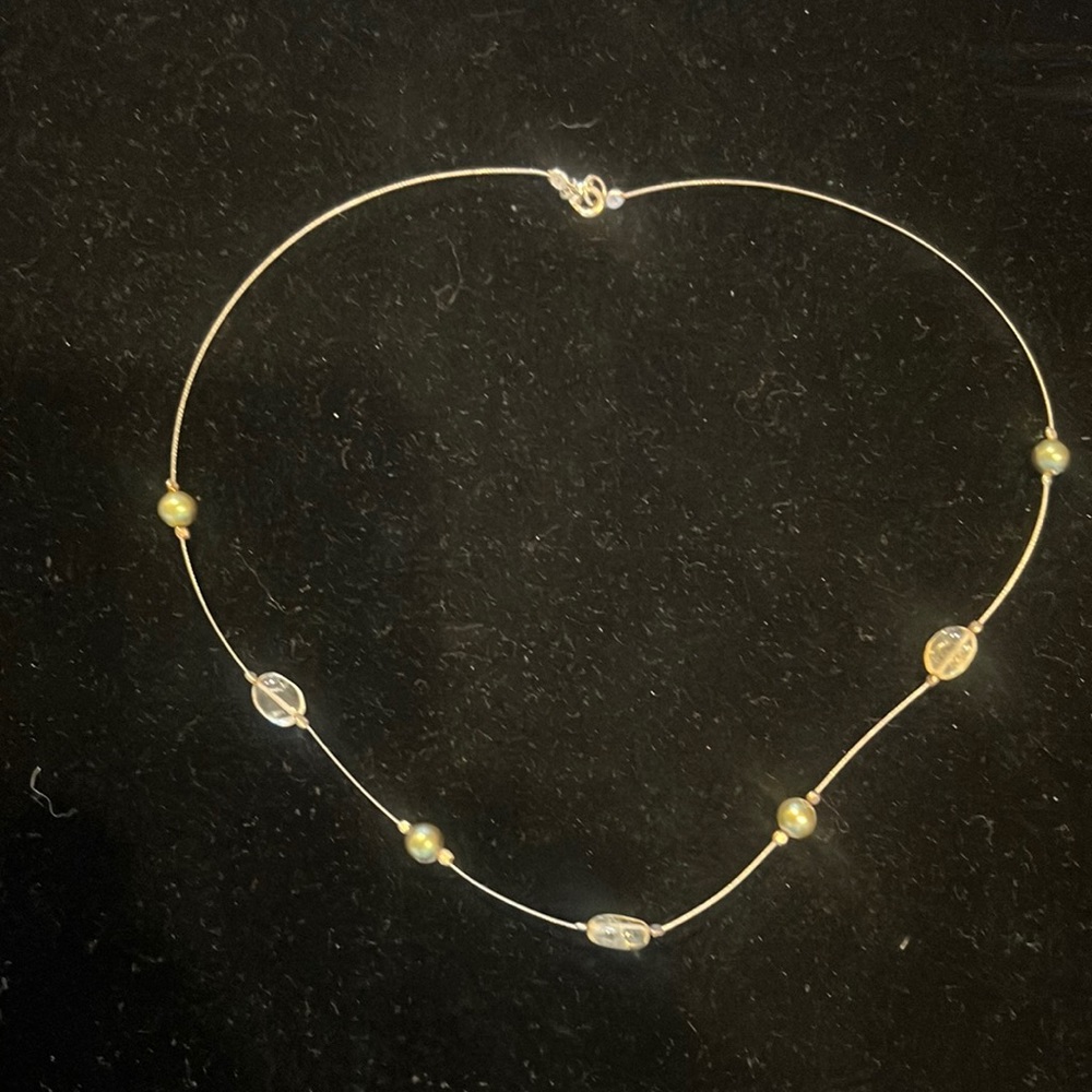 Silpada Citrine & fresh water pearls on wire Necklace
